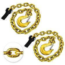 2-Pack Grade 80 Trailer Safety Chain 35 Inch with 3/8'' Clevis Snap Hook picture