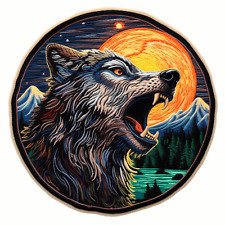 Wolf Patch Iron-on Applique Wild Animal Badge, Howling Snarling Coyote picture