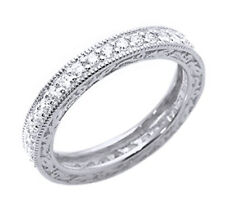 Simulated Diamond Vintage Inspired Eternity Band Ring Solid 925 Sterling Silver picture