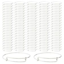 100 Pack Expandable Bangle Bracelet Set for DIY Jewelry Making, Silver, 2.6 In picture