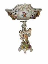 ANTIQUE DRESDEN Porcelain Figural Centerpiece Floral and Cherubs picture