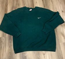 Vintage Nike Crewneck Sweatshirt Solo White Swoosh Forest Green 90s XL USA Made picture