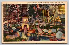 Postcard NY New York City Japanese Garden At Night Rockefeller Center A17 picture