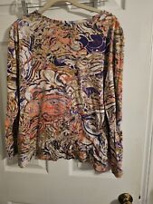 Simply Vera Vera Wang Womens Colorful Print Long Sleeve T-Shirt Top Size XL picture