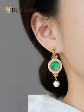 gorgeous 7-8mm south sea round white pearl dangle earring 925s(t) picture
