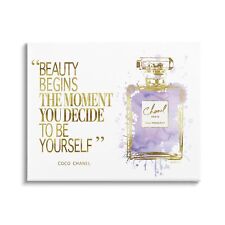 Stupell Industries Beauty Begins Designer Quote Purple Glam Perfume Bottle, D... picture
