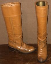Vintage ACME Tall Tan Leather Cuffed Campus Riding Boots Women’s Size 7.5M picture