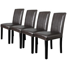 Dining Parson Chairs Set of 4 High Brown PU Leather Elegant Design Home Kitchen picture