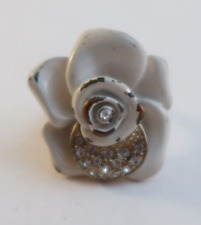 Large White Rose with Gemstones Metal Material Women's Ring Jewelry with Stones picture