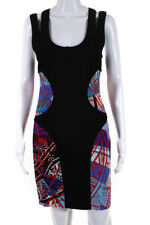 Emilio Pucci Womens Black Printed Double Strap Scoop Neck Wiggle Dress Size 6 picture