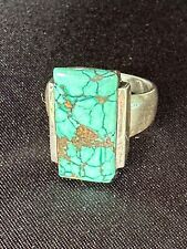 Superb Vintage Sterling Silver 925 Ring by VG - Greenish-blue Turquoise stone picture