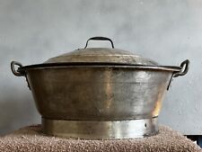 Antique Vintage Metal Dough Rising Bowl With Handles & Vented Lid picture