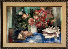 GUY MACCOY VINTAGE MODERN ABSTRACT STILL LIFE OIL PAINTING OLD FLOWERS 1940s picture