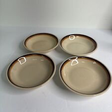 4 Vintage Shenango China Inca Ware Tri-Color Band Tan Oval Sauce Bowls picture
