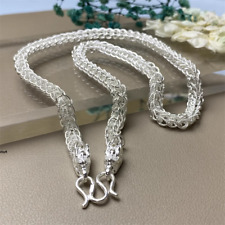 Pure S999 Fine Silver 999 Chain 7mm Dragon Thailand Link Necklace 20-27inch picture
