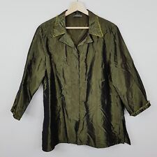 [ EASTON PEARSON ] Womens Green Taffeta Silk Jacket / Top | Size L or AU 14 picture