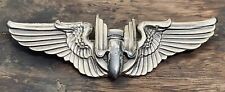 Sterling Silver WW2 Aerial Gunner Wing 3” Full Size Amcraft pattern Pin Back picture