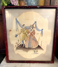 Vintage 1930's Victorian Dancing Couple Framed Lithograph Bernard picture