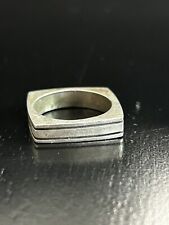  Vintage Silver Ring Square Sterling Mexico Ridge 925 Brand Size 7.5 picture