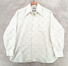 Vintage Spire California Disco Shirt XL White Geometric Polka Dot Dagger Collar picture