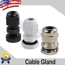 PG7 - PG29 Black/White/Brass Tight Cord Grip Cable Gland w/Lock-Nut & Gasket LOT picture