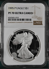 PF70 UCAM 1995-P American Silver Eagle - Brown Label NGC Spot Free White picture