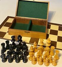 Vintage Wooden Lardy Chess Set With Wood Box And Drueke Folding Board 3.5” King picture