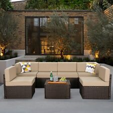 7 Pieces Patio Sofa Set PE Rattan Outdoor Furniture Sectional Conversation Sofas picture