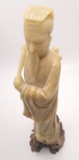 ANTIQUE CHINESE SOAPSTONE HAND CARVED SAGA STATUE ZUHGE LIANG 8.5