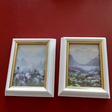 Norwegian porsgrund porcelain 2 art tites handpainted signed forest and flowers picture