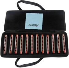 EASTTOP 10hole blues harps harmonica set T008K-12 set mouth organ in one case picture