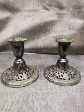 Antique circa 1930s Pair Single Candle Holder by Forbes Silver Co.patent N.72883 picture