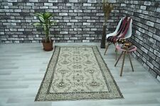 Beige Oushak Rug, Vintage Turkish Rug, Oriental Wool Carpet, 3.84x6.92 ft H-1706 picture