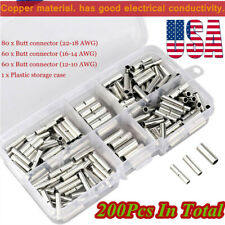 200pcs Non-Insulated Crimp Butt Connector Wire Terminals 10-22AWG picture