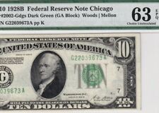 G22039673A  1928B CHICAGO BOOK VALUE $ 550 GREEN SEAL UNCIRCULATED  TEN DOLLAR picture