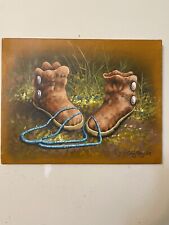 GUY NEZ JR SIGNED PAINTING ON CANVAS ART BOHO 1ST PEOPLE RANCH COUNTRY SOUTHWEST picture