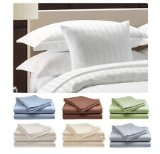 Deluxe Hotel 300 Thread Count 100% Cotton Sateen Sheet Set Dobby Stripe picture