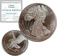 1 Troy Ounce .999 Fine Pure Titanium Walking Liberty Eagle Rounds - Coins w/COA picture