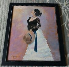 Framed Original Artis Signed Oil on Canvas Beautiful Latin Mexican Spanish Lady picture