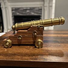 Brass Model Cannon on Wooden Carriage picture