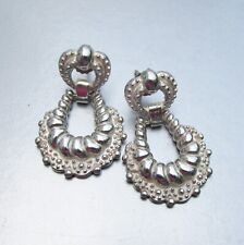 Lacy Vintage Sterling Silver Dangle Pierced Earrings, Signed (M) picture