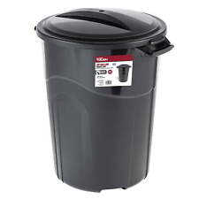 32 Gallon Heavy Duty Plastic Garbage Can, Included Lid, Indoor/Outdoor, Black picture