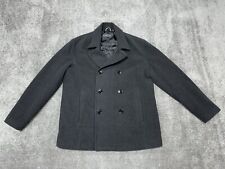 Kenneth Cole Reaction Jacket Mens Large Charcoal Wool Double Breasted Pea Coat picture