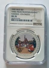 2009 Niue $2 Three From Prostokvashino Summer Colorized NGC MS 70 picture