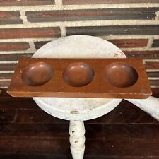 Vintage Wooden Desk Accessory Wood Brown Rectangle Circle Hole Holder Tray Decor picture