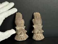 RARE ANTIQUE Fantastic Two Egyptian hands with BES god of joy and fertility Face picture