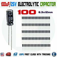 100pcs 100uF 25V 105c Electrolytic Capacitor for 25V 16V 10V 6.3V USA seller picture