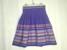 Vtg 60s Purple Sparkle Skirt Hand Woven Metallic Stripe Border 32w MCM Retro  picture