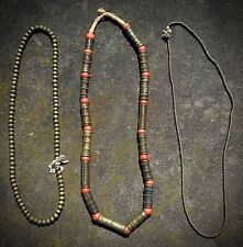 Antique 3 Piece Benin Africa HEAVY BRONZE Trading Bead Necklace Set picture