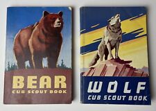 VINTAGE c1954 LOT OF 2 CUB BOY SCOUTS AMERICA BEAR WOLF BOOKS USA MADE GC picture